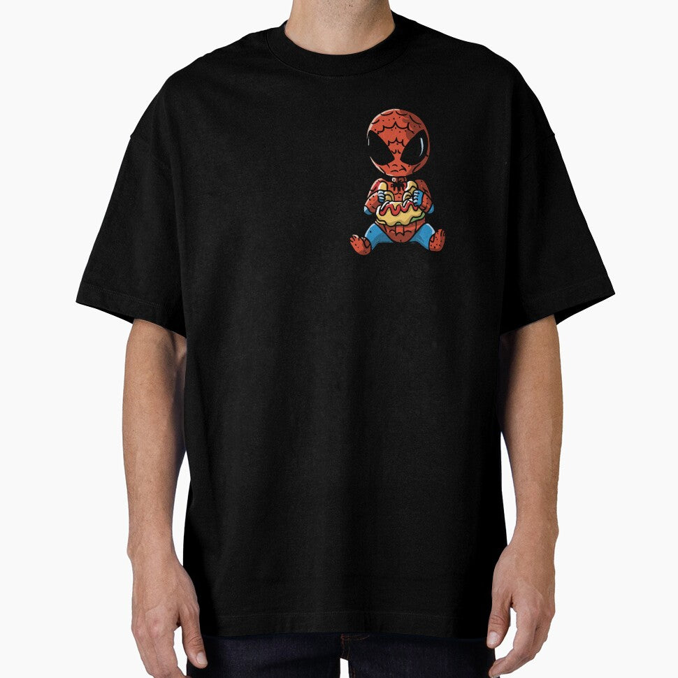 Baby Spider Spidey Munching a Hotdog - Trendy Hilarious Comic Spider Art Eating Food Meme Cartoon Costume