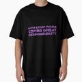 "With Great Power Comes Great Responsibilty" Inspirational Quote Purple Triangular Mosaic Design