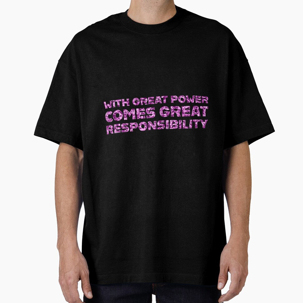 "With Great Power Comes Great Responsibilty" Inspirational Quote Pink Triangular Mosaic Design