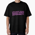 "With Great Power Comes Great Responsibilty" Inspirational Quote Pink Triangular Mosaic Design