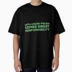 "With Great Power Comes Great Responsibilty" Inspirational Quote Green Triangular Mosaic Design