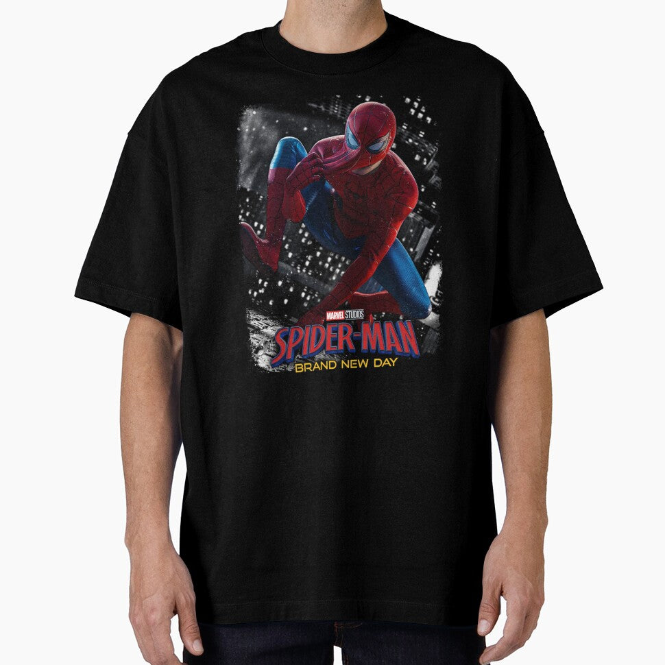 Masked Web Hero City Night Comic Style Acid Wash