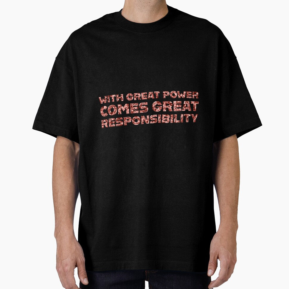 "With Great Power Comes Great Responsibilty" Inspirational Quote Red Triangular Mosaic Design