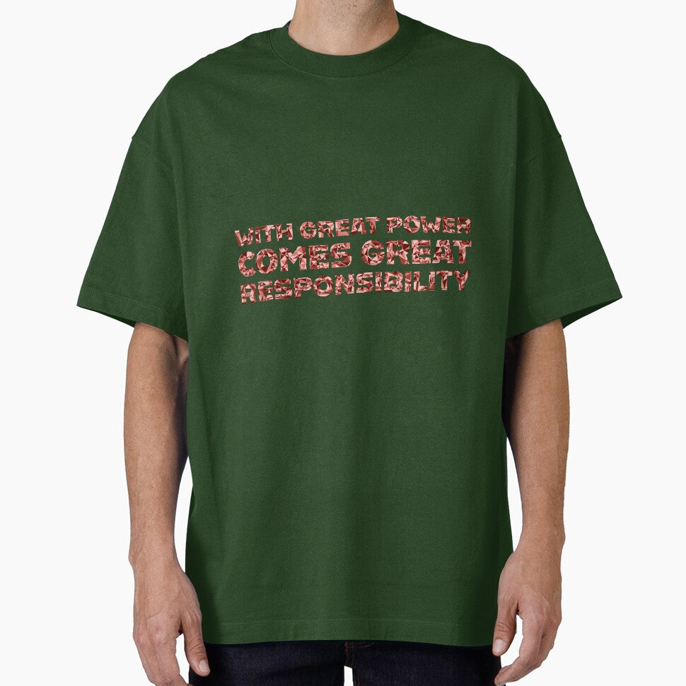 "With Great Power Comes Great Responsibilty" Inspirational Quote Red Triangular Mosaic Design