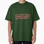 "With Great Power Comes Great Responsibilty" Inspirational Quote Red Triangular Mosaic Design