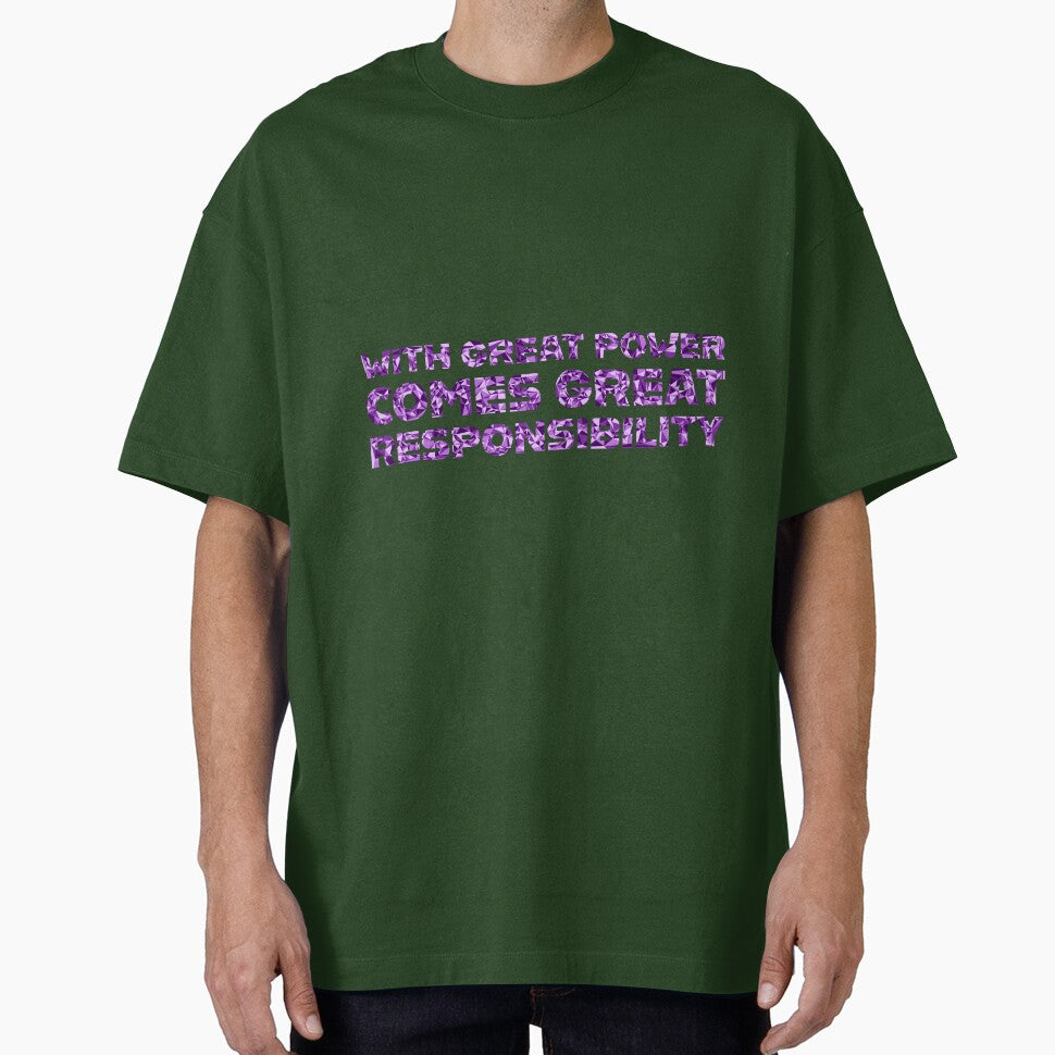 "With Great Power Comes Great Responsibilty" Inspirational Quote Purple Triangular Mosaic Design