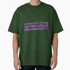 "With Great Power Comes Great Responsibilty" Inspirational Quote Purple Triangular Mosaic Design