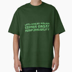 "With Great Power Comes Great Responsibilty" Inspirational Quote Green Triangular Mosaic Design