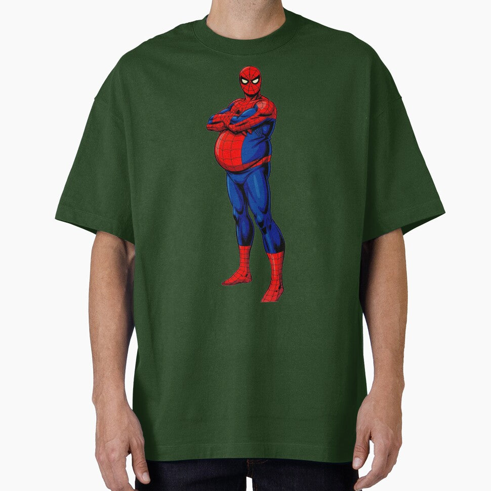 Funny Fat Superhero Comic Art - Chubby Spider Hero Parody