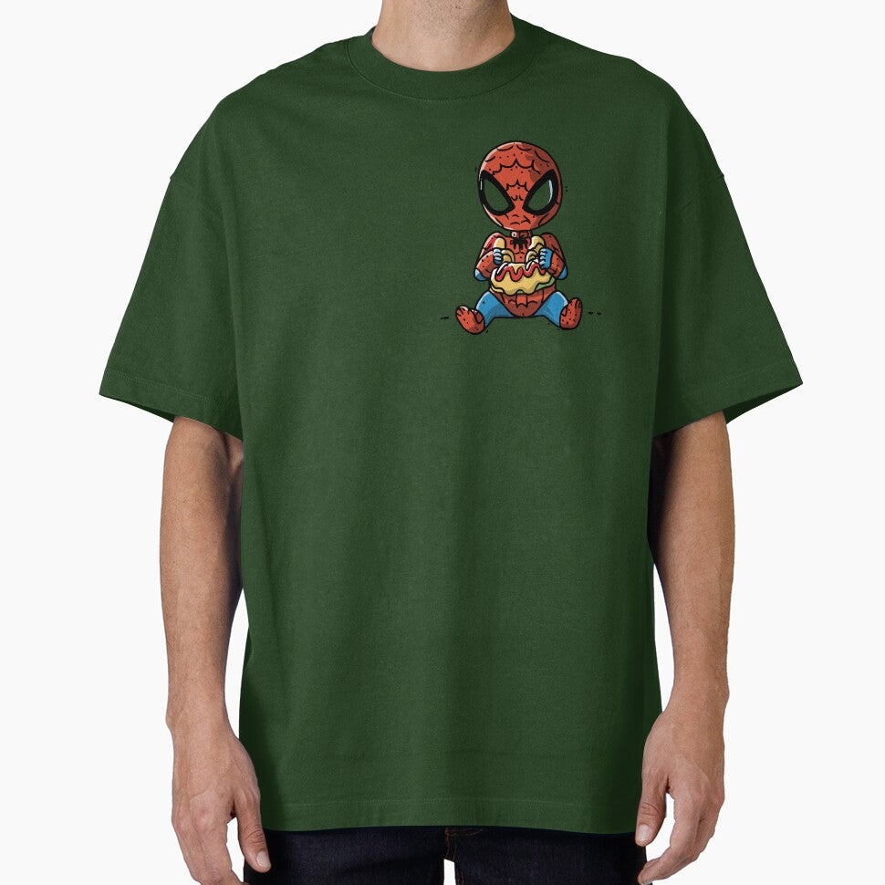 Baby Spider Spidey Munching a Hotdog - Trendy Hilarious Comic Spider Art Eating Food Meme Cartoon Costume