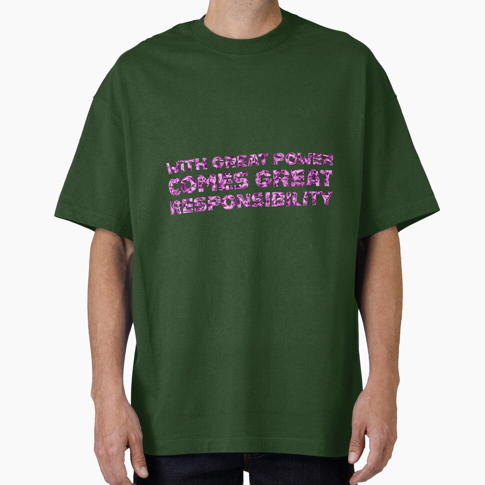 "With Great Power Comes Great Responsibilty" Inspirational Quote Pink Triangular Mosaic Design