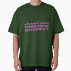 "With Great Power Comes Great Responsibilty" Inspirational Quote Pink Triangular Mosaic Design
