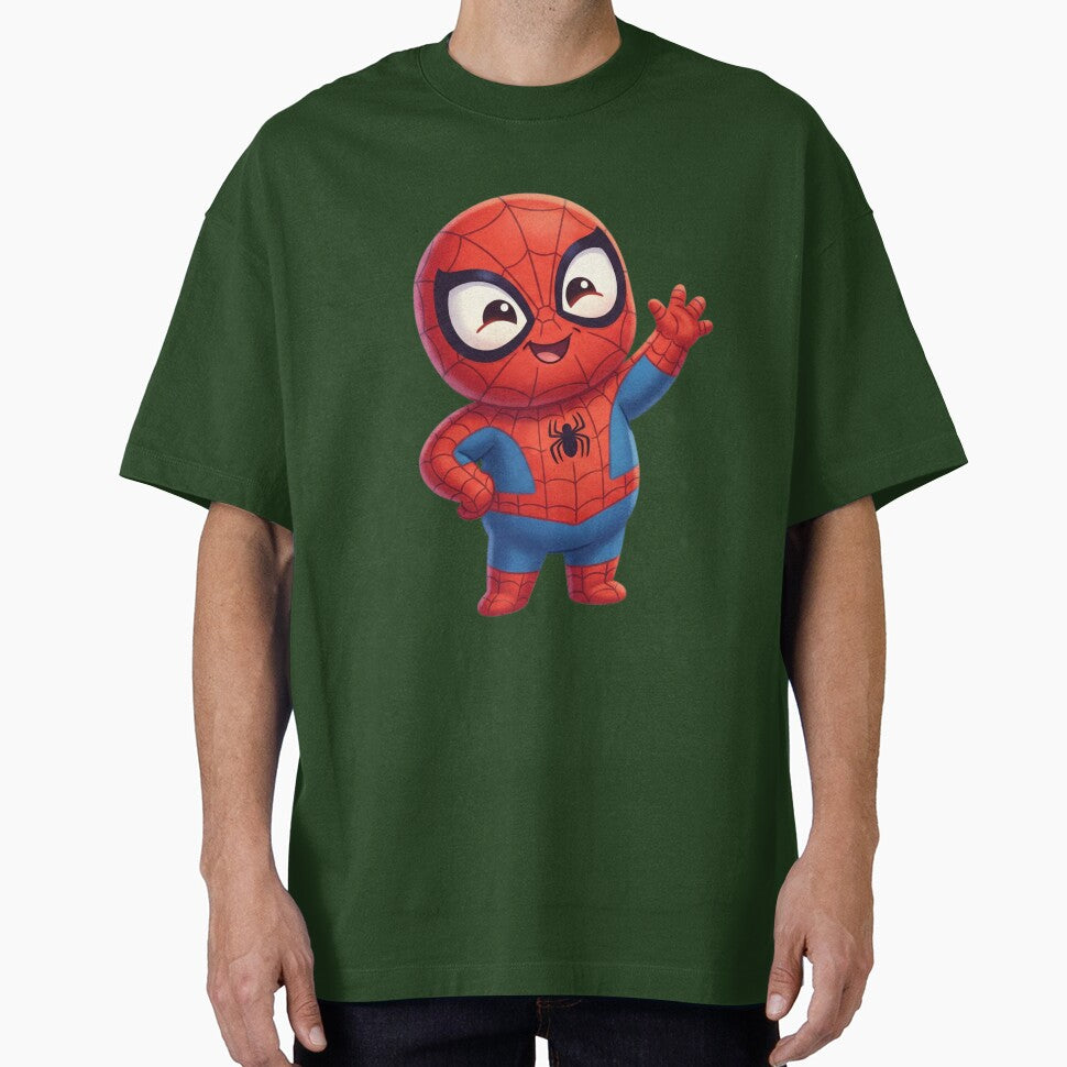 Cute Web Hero Waving | Kawaii Superhero Cartoon | Kids Friendly Character Sticker & Tee Design