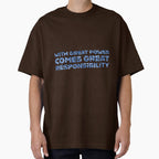 "With Great Power Comes Great Responsibilty" Inspirational Quote Blue Triangular Mosaic Design