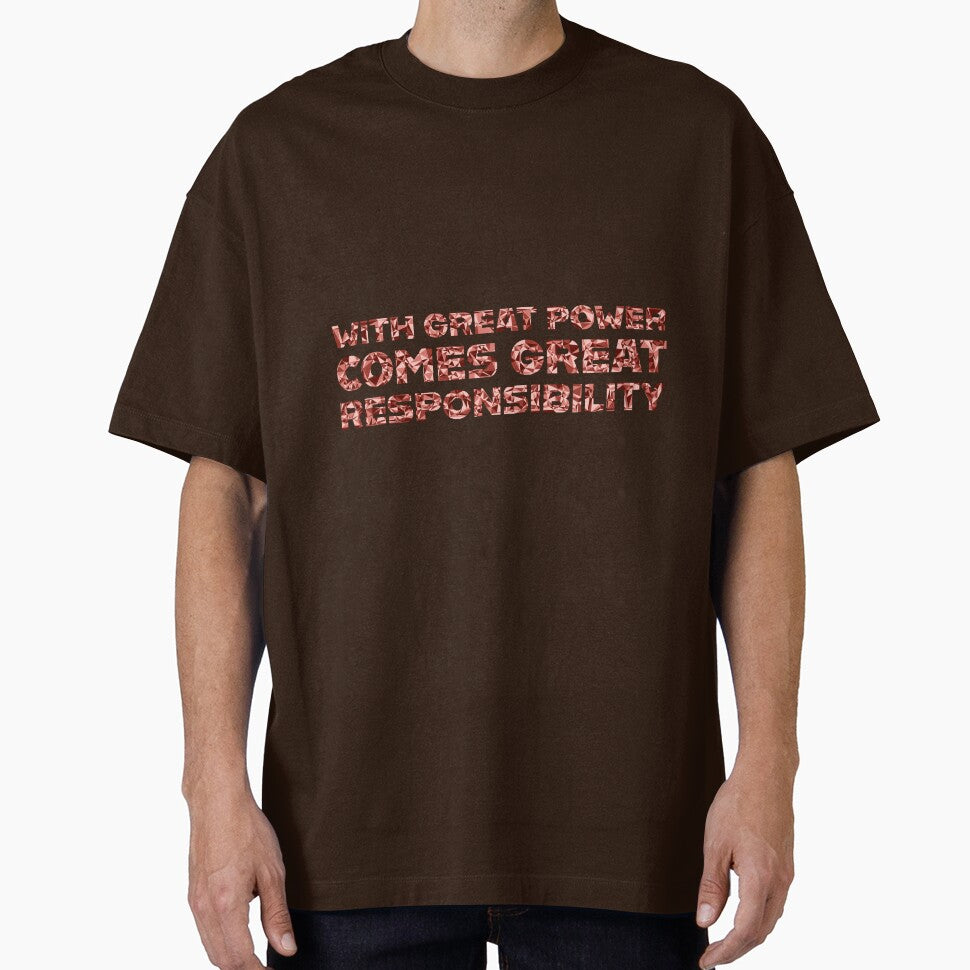 "With Great Power Comes Great Responsibilty" Inspirational Quote Red Triangular Mosaic Design