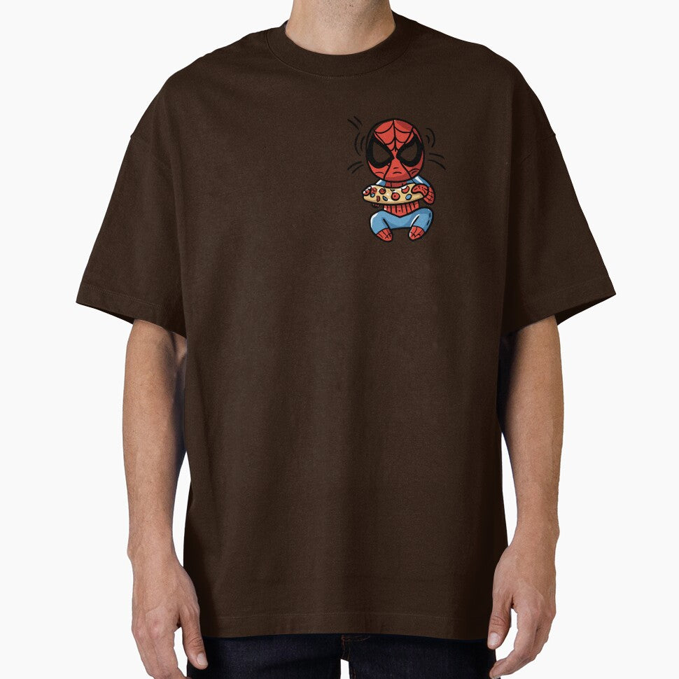 Baby Spidey Munching Pizza - Trendy Hilarious Comic Spider Art Eating Food Meme Cartoon Costume