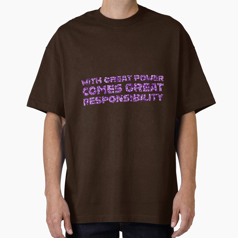 "With Great Power Comes Great Responsibilty" Inspirational Quote Purple Triangular Mosaic Design