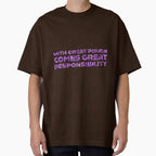 "With Great Power Comes Great Responsibilty" Inspirational Quote Purple Triangular Mosaic Design