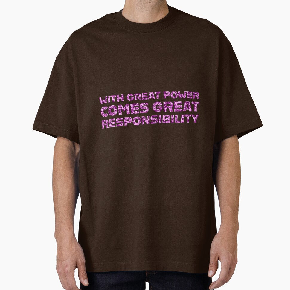 "With Great Power Comes Great Responsibilty" Inspirational Quote Pink Triangular Mosaic Design