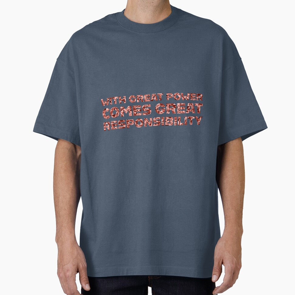 "With Great Power Comes Great Responsibilty" Inspirational Quote Red Triangular Mosaic Design