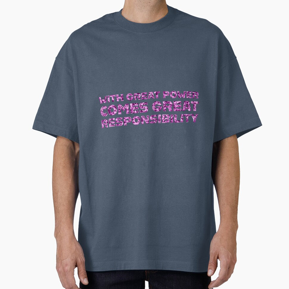 "With Great Power Comes Great Responsibilty" Inspirational Quote Pink Triangular Mosaic Design