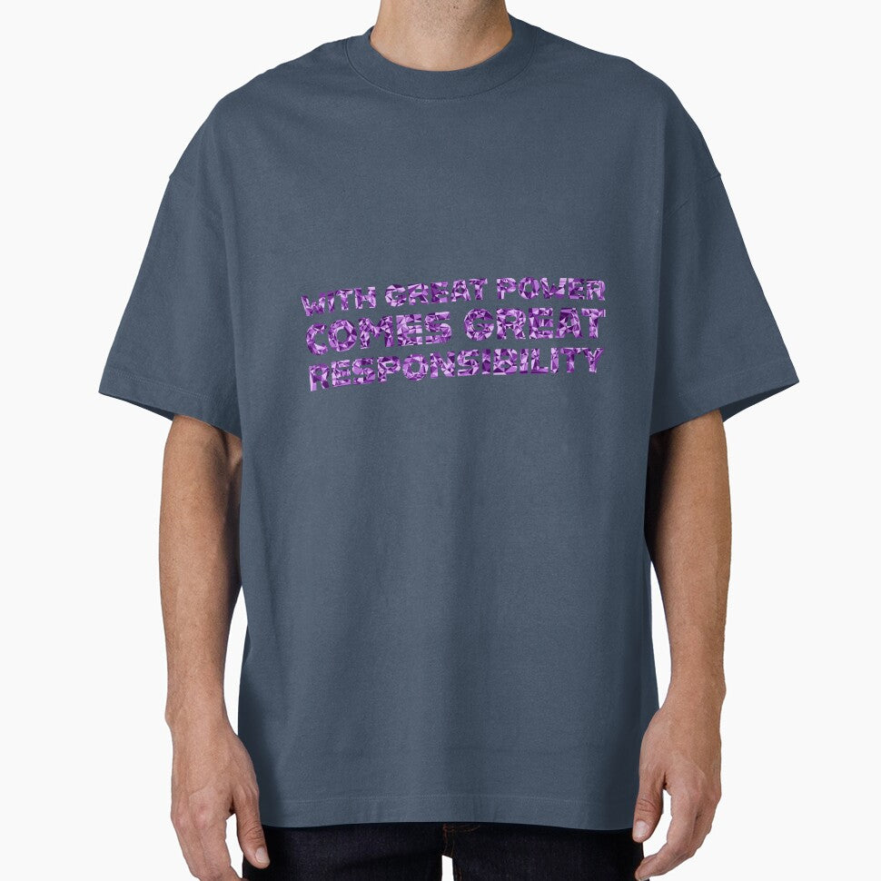 "With Great Power Comes Great Responsibilty" Inspirational Quote Purple Triangular Mosaic Design