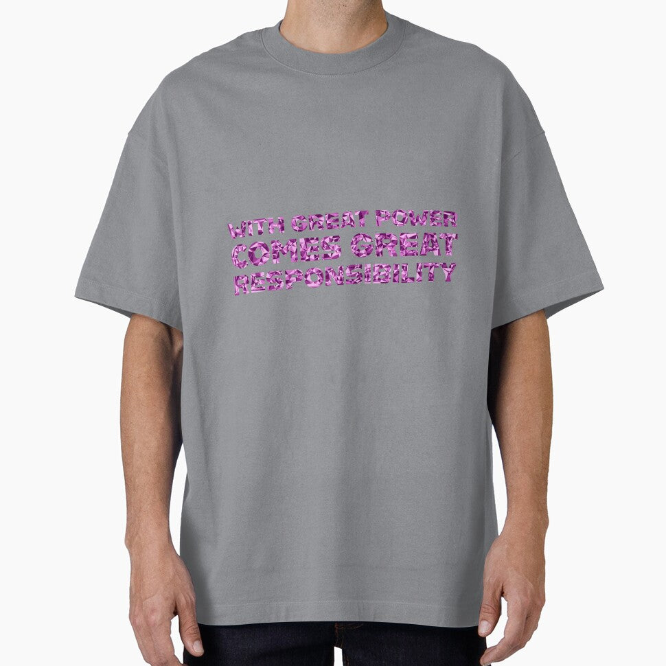 "With Great Power Comes Great Responsibilty" Inspirational Quote Pink Triangular Mosaic Design