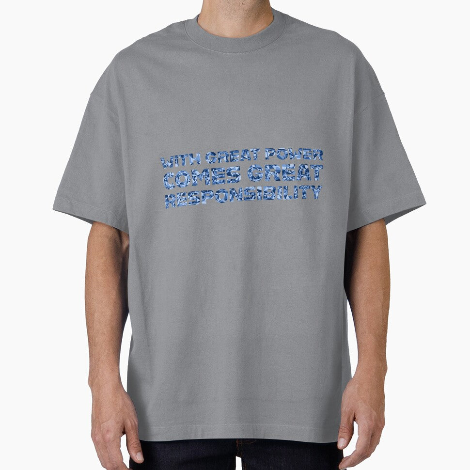 "With Great Power Comes Great Responsibilty" Inspirational Quote Blue Triangular Mosaic Design