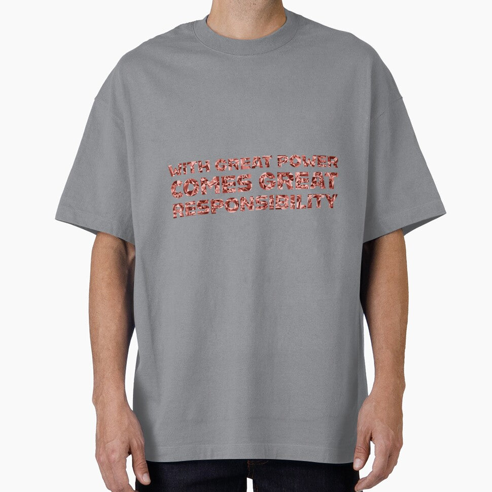 "With Great Power Comes Great Responsibilty" Inspirational Quote Red Triangular Mosaic Design