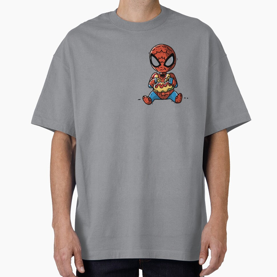 Baby Spider Spidey Munching a Hotdog - Trendy Hilarious Comic Spider Art Eating Food Meme Cartoon Costume