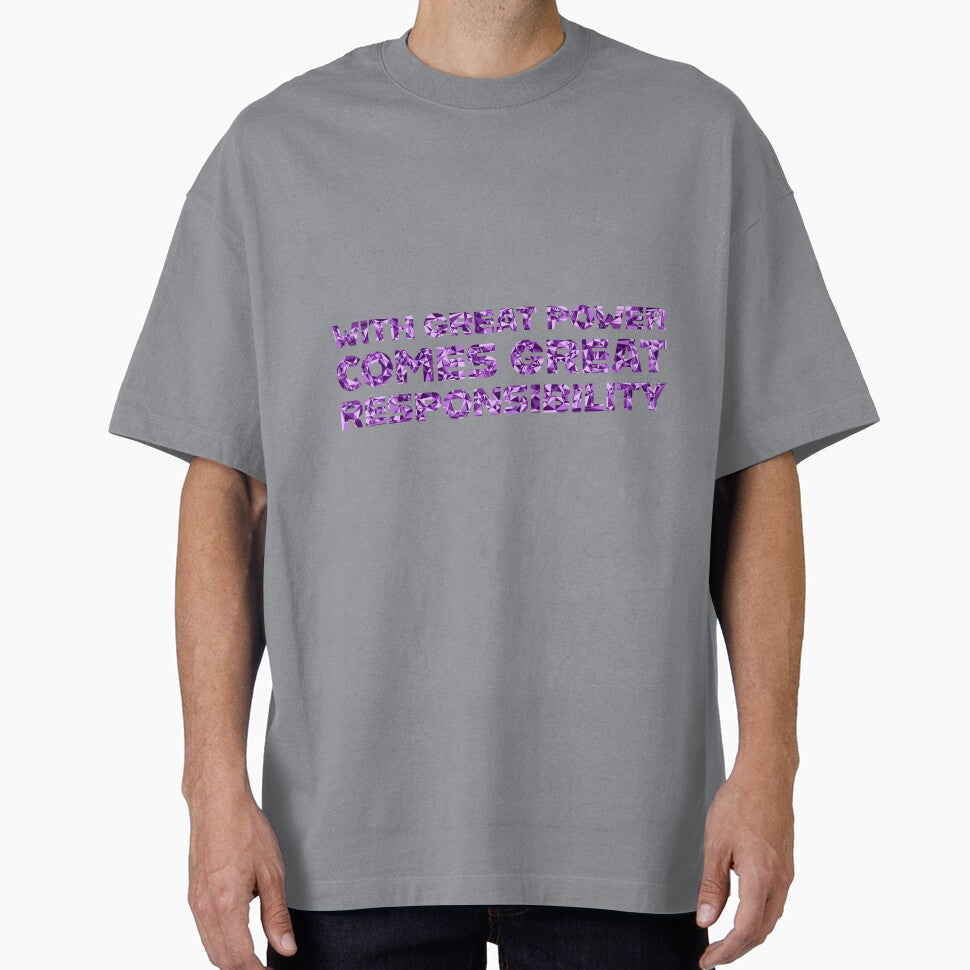 "With Great Power Comes Great Responsibilty" Inspirational Quote Purple Triangular Mosaic Design