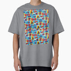 A Fun and Colorful Pattern Featuring Iconic Superheroe Spiderman and Action Phrases in Bright Comic Book Style
