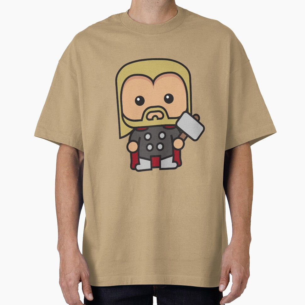 Cute Thunder God Chibi ¨C Kawaii Hammer Hero Cartoon | Myth Inspired Superhero Design