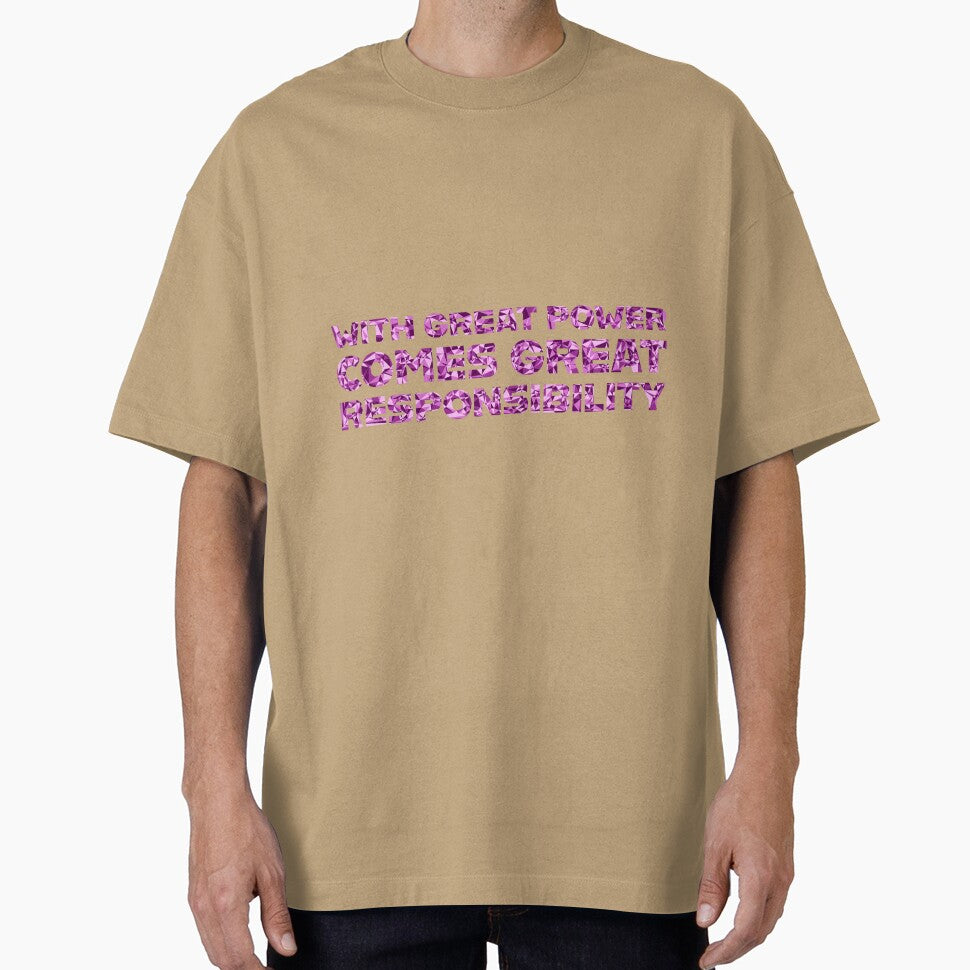 "With Great Power Comes Great Responsibilty" Inspirational Quote Pink Triangular Mosaic Design