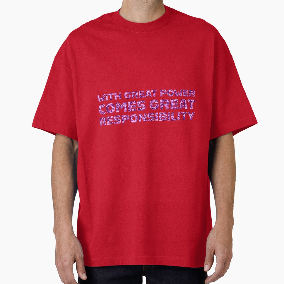 "With Great Power Comes Great Responsibilty" Inspirational Quote Pink Triangular Mosaic Design