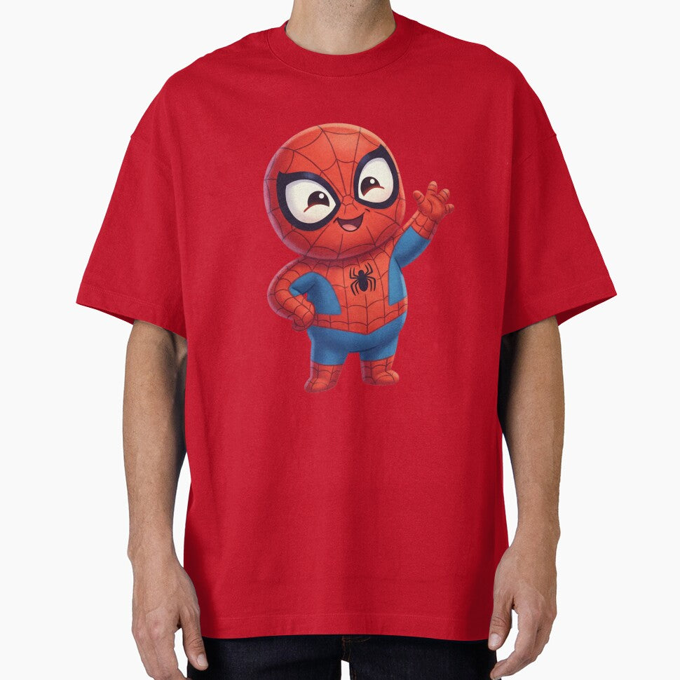 Cute Web Hero Waving | Kawaii Superhero Cartoon | Kids Friendly Character Sticker & Tee Design