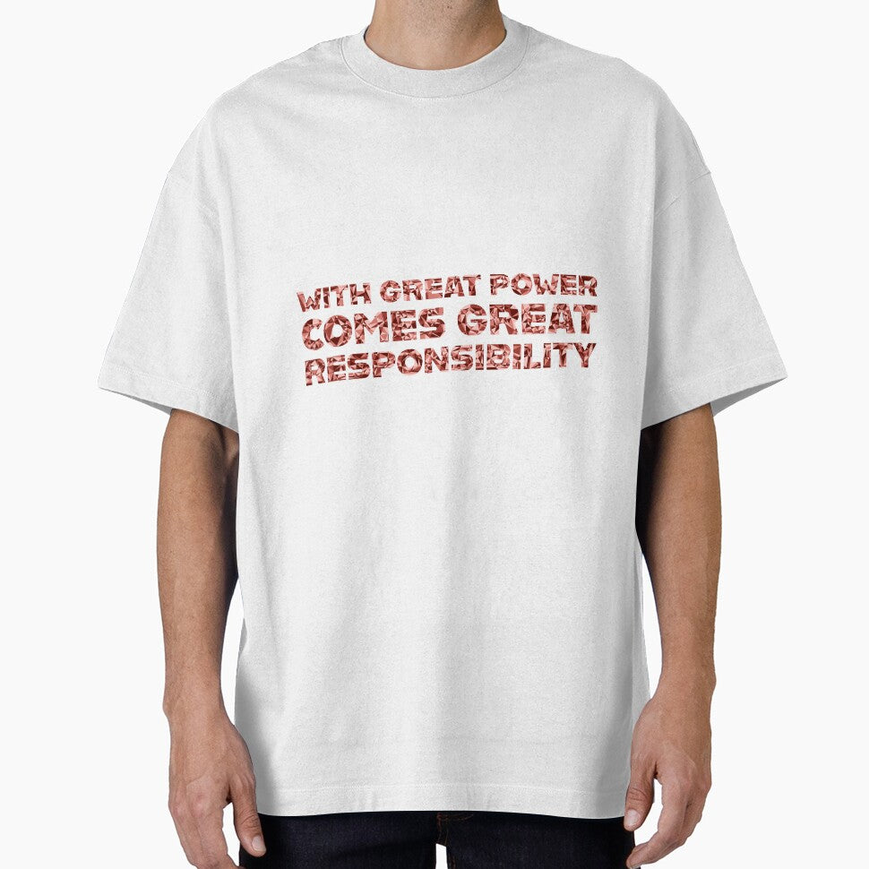 "With Great Power Comes Great Responsibilty" Inspirational Quote Red Triangular Mosaic Design