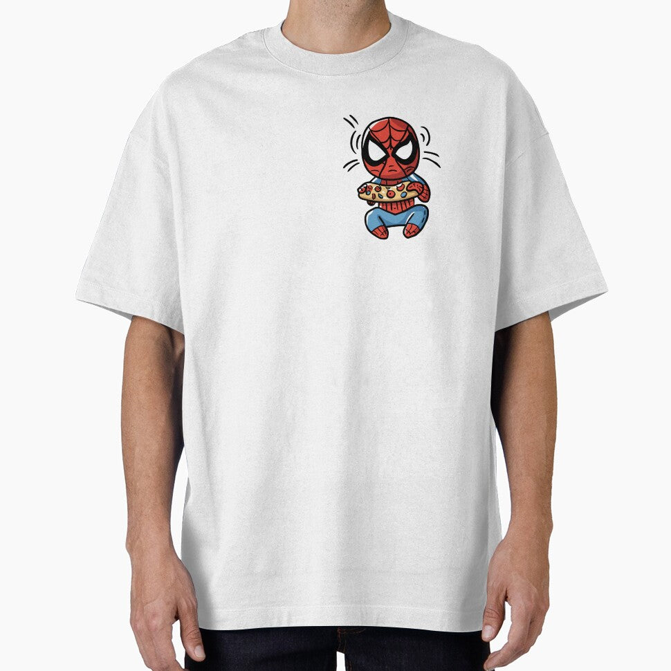 Baby Spidey Munching Pizza - Trendy Hilarious Comic Spider Art Eating Food Meme Cartoon Costume