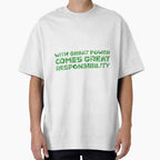 "With Great Power Comes Great Responsibilty" Inspirational Quote Green Triangular Mosaic Design