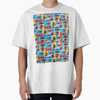 A Fun and Colorful Pattern Featuring Iconic Superheroe Spiderman and Action Phrases in Bright Comic Book Style