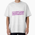 "With Great Power Comes Great Responsibilty" Inspirational Quote Pink Triangular Mosaic Design