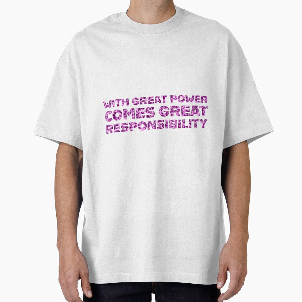 "With Great Power Comes Great Responsibilty" Inspirational Quote Pink Triangular Mosaic Design