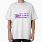 "With Great Power Comes Great Responsibilty" Inspirational Quote Purple Triangular Mosaic Design