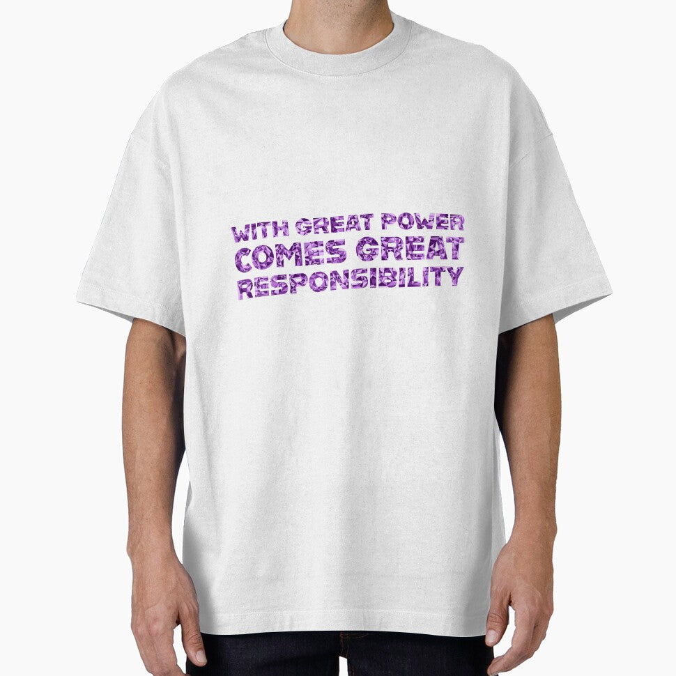 "With Great Power Comes Great Responsibilty" Inspirational Quote Purple Triangular Mosaic Design