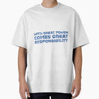 "With Great Power Comes Great Responsibilty" Inspirational Quote Blue Triangular Mosaic Design