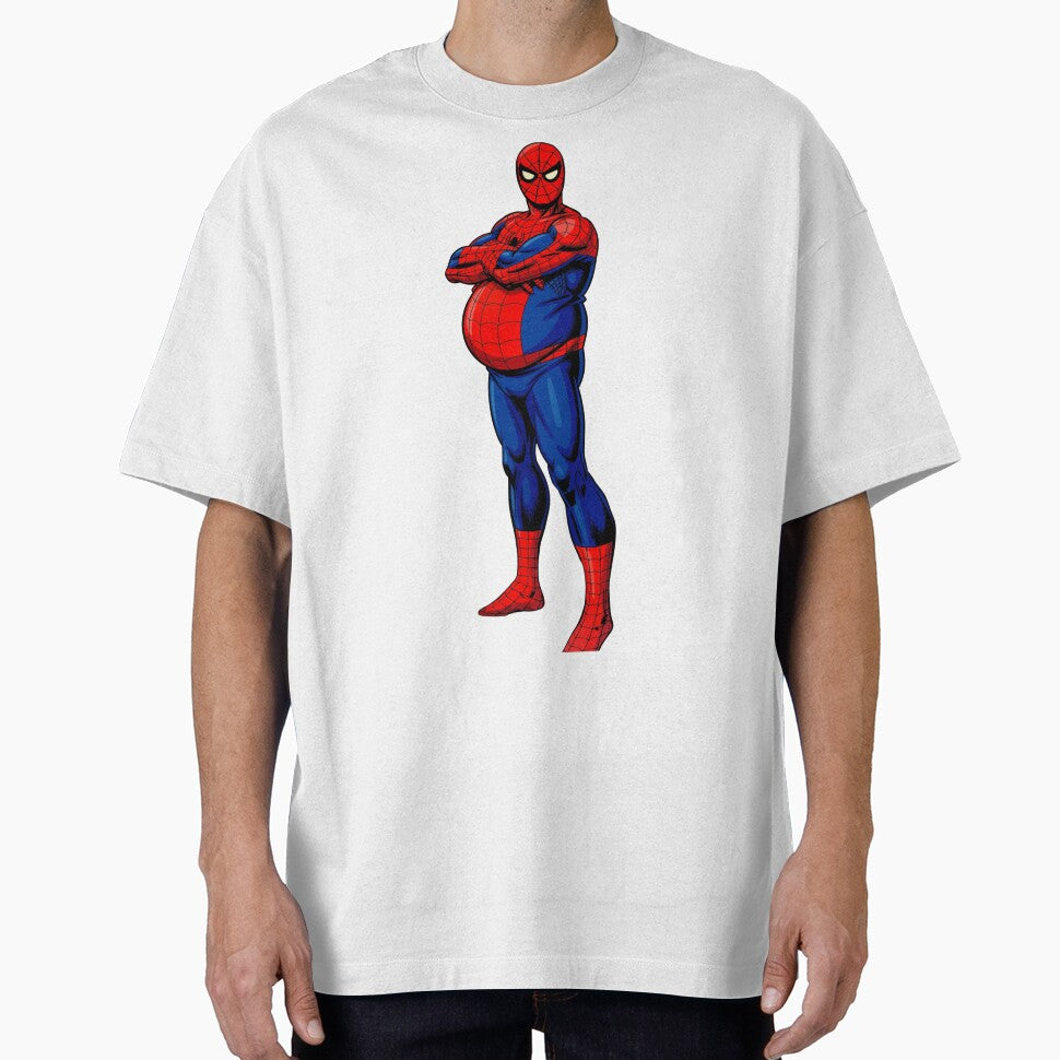 Funny Fat Superhero Comic Art - Chubby Spider Hero Parody