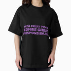 "With Great Power Comes Great Responsibilty" Inspirational Quote Purple Triangular Mosaic Design