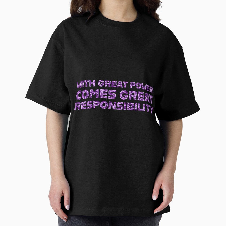 "With Great Power Comes Great Responsibilty" Inspirational Quote Purple Triangular Mosaic Design