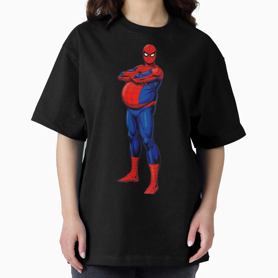 Funny Fat Superhero Comic Art - Chubby Spider Hero Parody