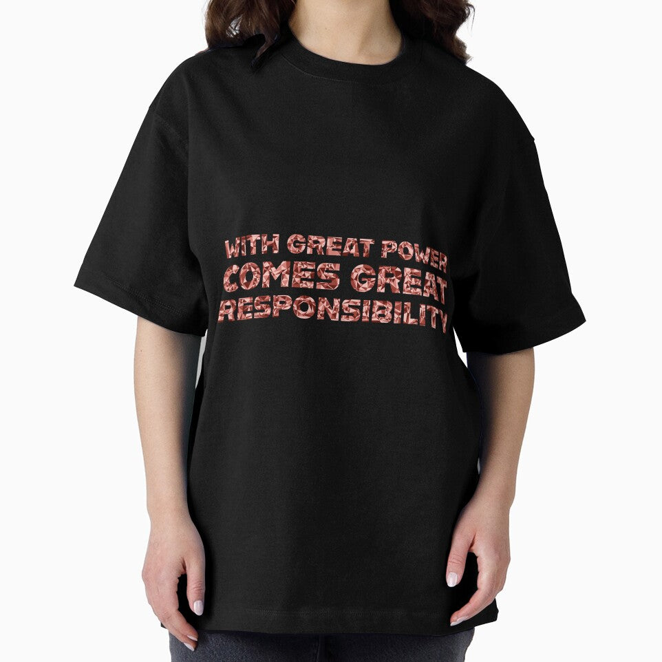 "With Great Power Comes Great Responsibilty" Inspirational Quote Red Triangular Mosaic Design